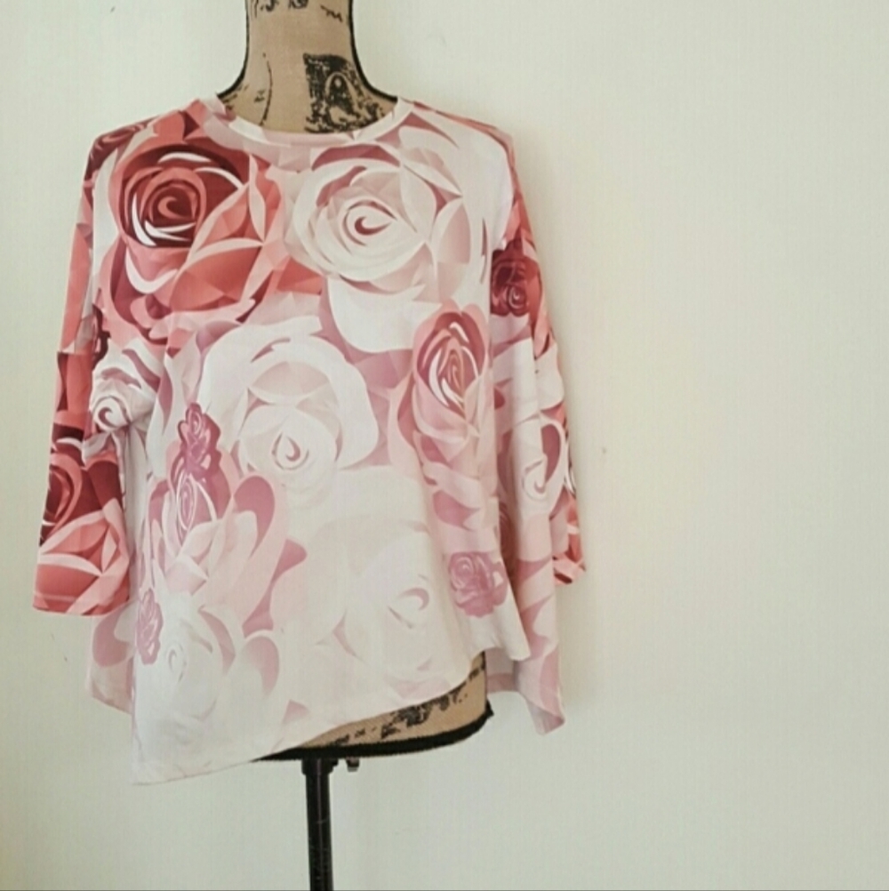 Puma X Careaux Floral Rose Athleisure Long Sleeve Top Sz S